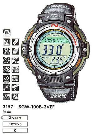 Часы CASIO SGW-100B-3VEF