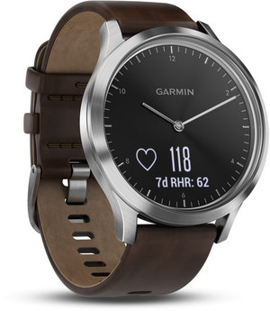 Смарт-часы Garmin vivomove HR Premium Silver Stainless Steel Case with Dark Brown Leather Band (010-01850-24)