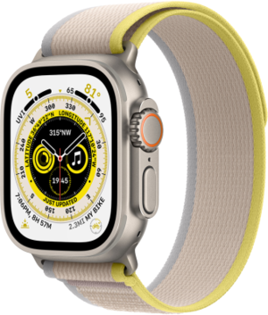 Смарт-годинник Apple Watch Ultra GPS + Cellular 49mm Titanium Case with Yellow/Beige Trail Loop M/L (MQFU3UL/A)