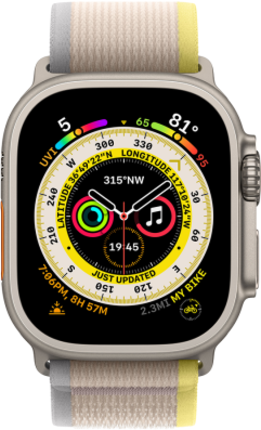 Смарт-годинник Apple Watch Ultra GPS + Cellular 49mm Titanium Case with Yellow/Beige Trail Loop M/L (MQFU3UL/A)